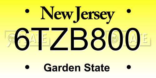 6TZB800 New Jersey License Plate
