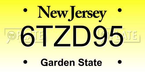 6TZD95 New Jersey License Plate