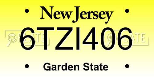 6TZI406 New Jersey License Plate