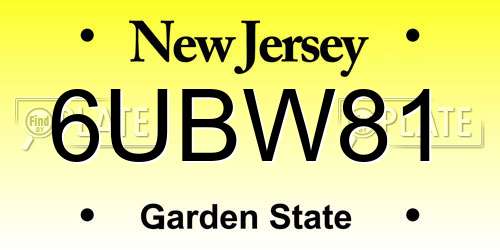 6UBW81 New Jersey License Plate