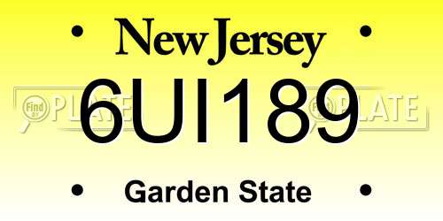 6UI189 New Jersey License Plate