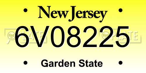 6V08225 New Jersey License Plate