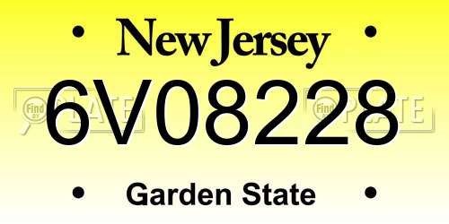 6V08228 New Jersey License Plate