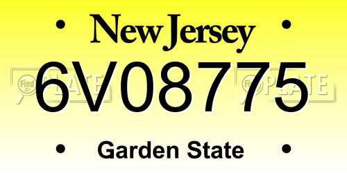 6V08775 New Jersey License Plate