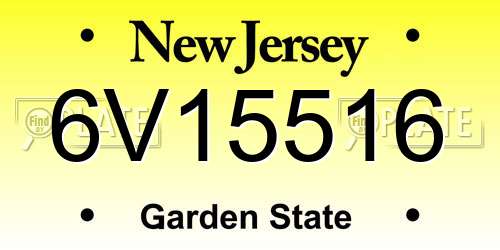 6V15516 New Jersey License Plate