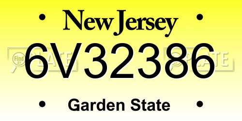 6V32386 New Jersey License Plate