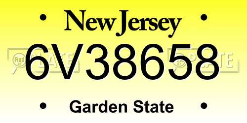 6V38658 New Jersey License Plate