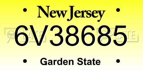6V38685 New Jersey License Plate