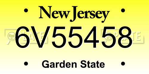 6V55458 New Jersey License Plate