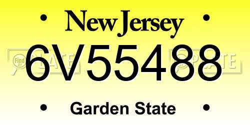 6V55488 New Jersey License Plate