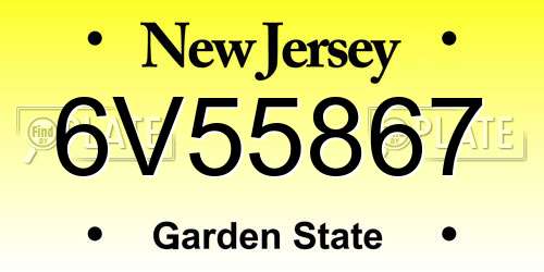 6V55867 New Jersey License Plate