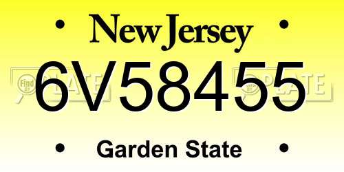 6V58455 New Jersey License Plate