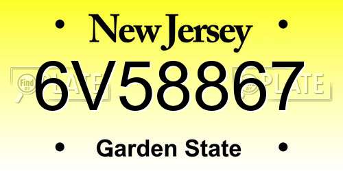 6V58867 New Jersey License Plate