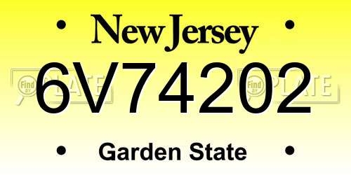 6V74202 New Jersey License Plate