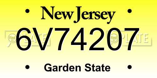 6V74207 New Jersey License Plate