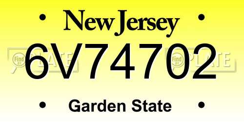 6V74702 New Jersey License Plate