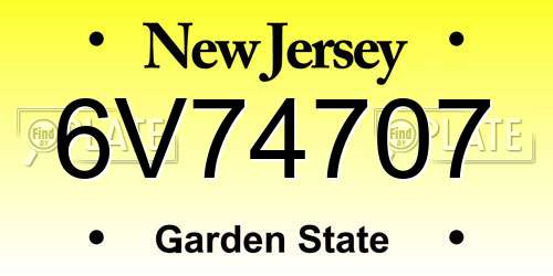 6V74707 New Jersey License Plate