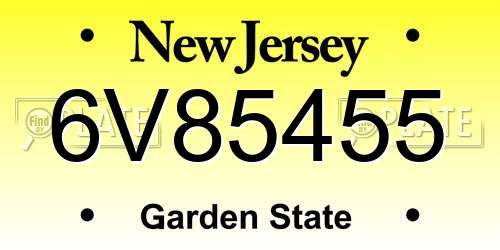 6V85455 New Jersey License Plate