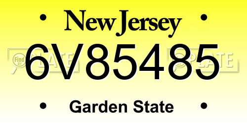 6V85485 New Jersey License Plate
