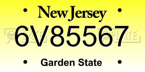 6V85567 New Jersey License Plate