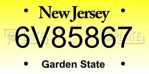 6V85867 New Jersey License Plate