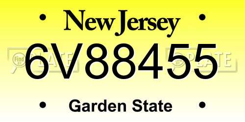 6V88455 New Jersey License Plate