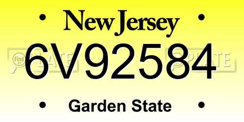 6V92584 New Jersey License Plate