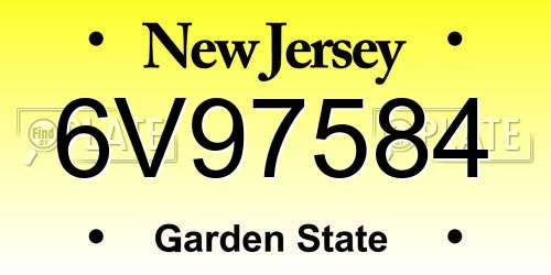 6V97584 New Jersey License Plate