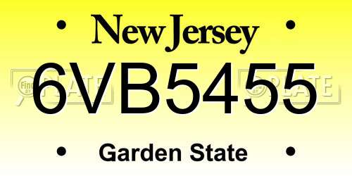 6VB5455 New Jersey License Plate