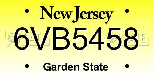 6VB5458 New Jersey License Plate