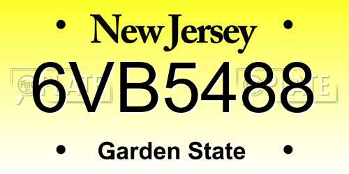 6VB5488 New Jersey License Plate