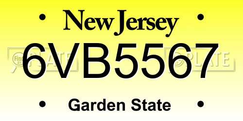 6VB5567 New Jersey License Plate