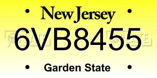 6VB8455 New Jersey License Plate