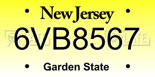 6VB8567 New Jersey License Plate