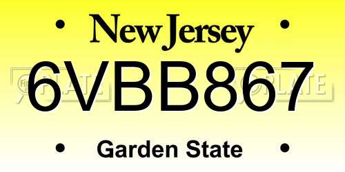 6VBB867 New Jersey License Plate