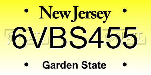 6VBS455 New Jersey License Plate