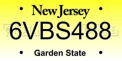 6VBS488 New Jersey License Plate