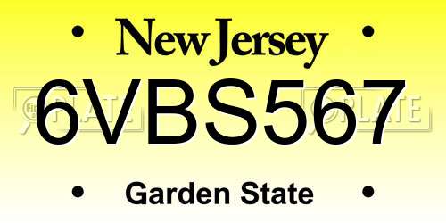 6VBS567 New Jersey License Plate