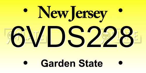 6VDS228 New Jersey License Plate