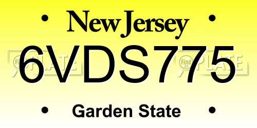 6VDS775 New Jersey License Plate