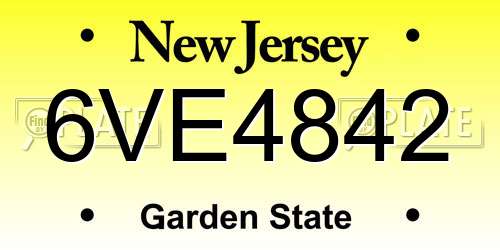 6VE4842 New Jersey License Plate