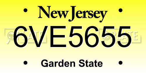6VE5655 New Jersey License Plate