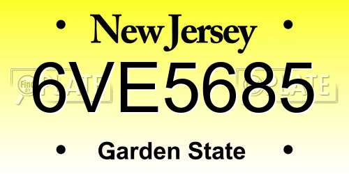 6VE5685 New Jersey License Plate