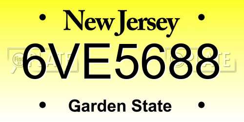 6VE5688 New Jersey License Plate