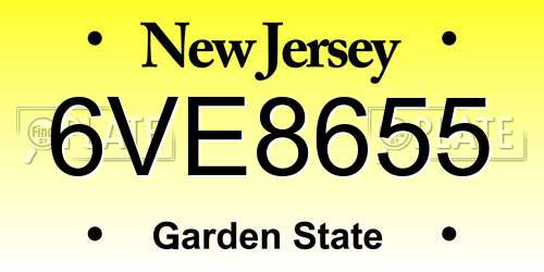 6VE8655 New Jersey License Plate