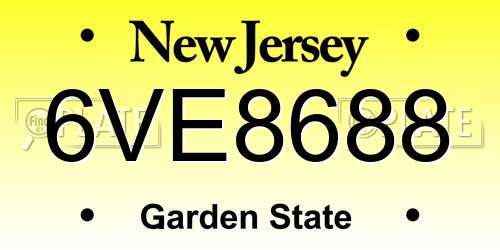 6VE8688 New Jersey License Plate