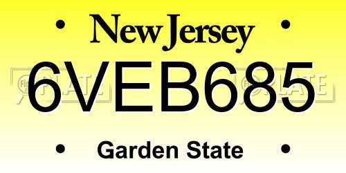 6VEB685 New Jersey License Plate