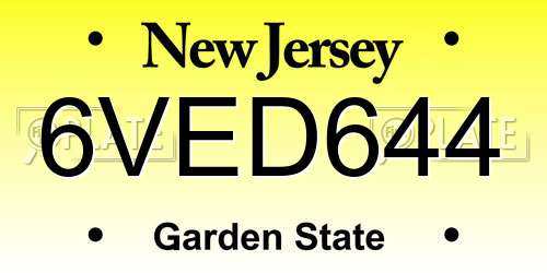 6VED644 New Jersey License Plate