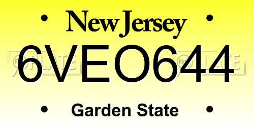 6VEO644 New Jersey License Plate