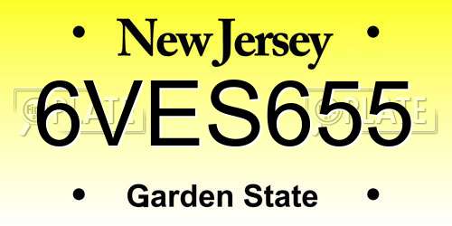 6VES655 New Jersey License Plate